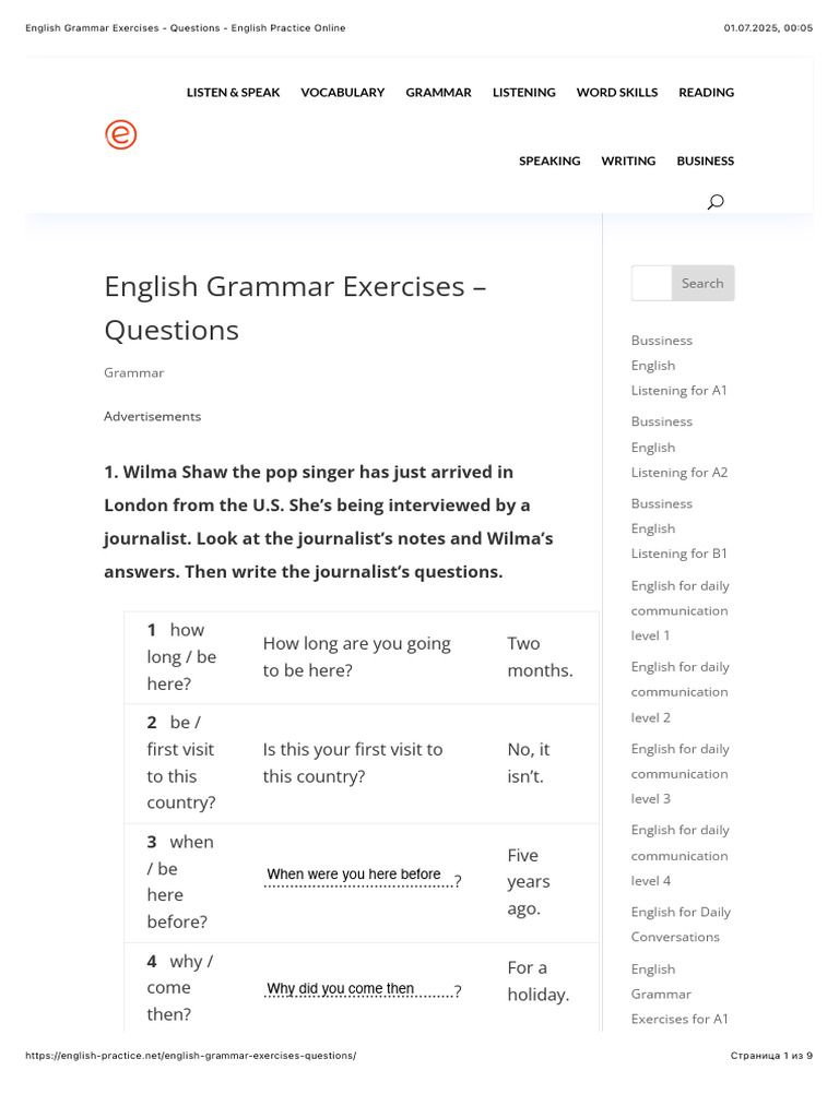 English Grammar Exercises Online | PDF | English Grammar | English Language