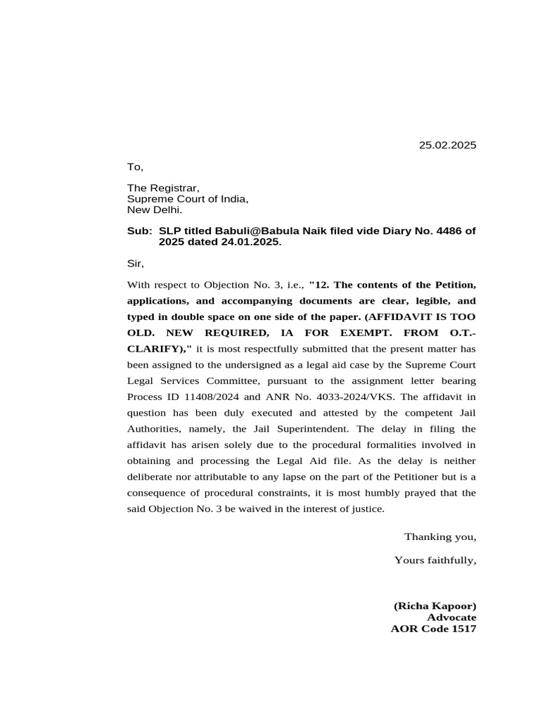 Legal Aid Submission for SLP 4486/2025 | PDF