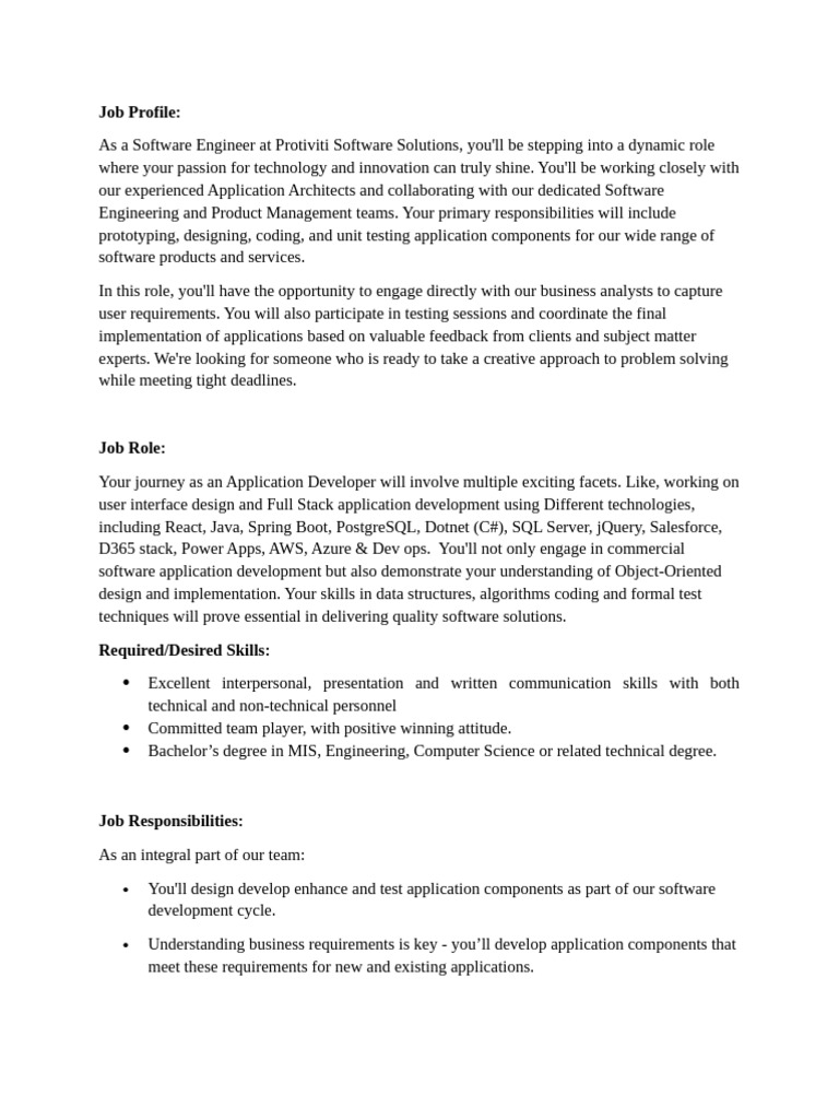 Software Engineer Job at Protiviti | PDF | Software Development Process ...