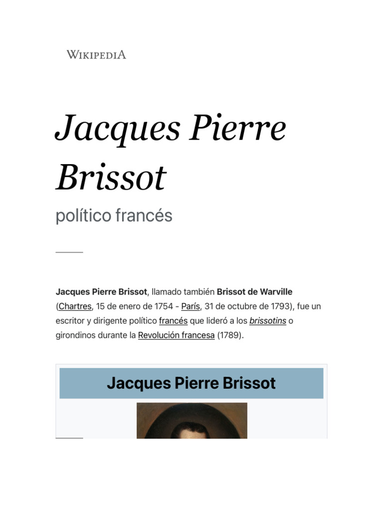 Jacques Pierre Brissot - Wikipedia, La Enciclopedia Libre | PDF ...