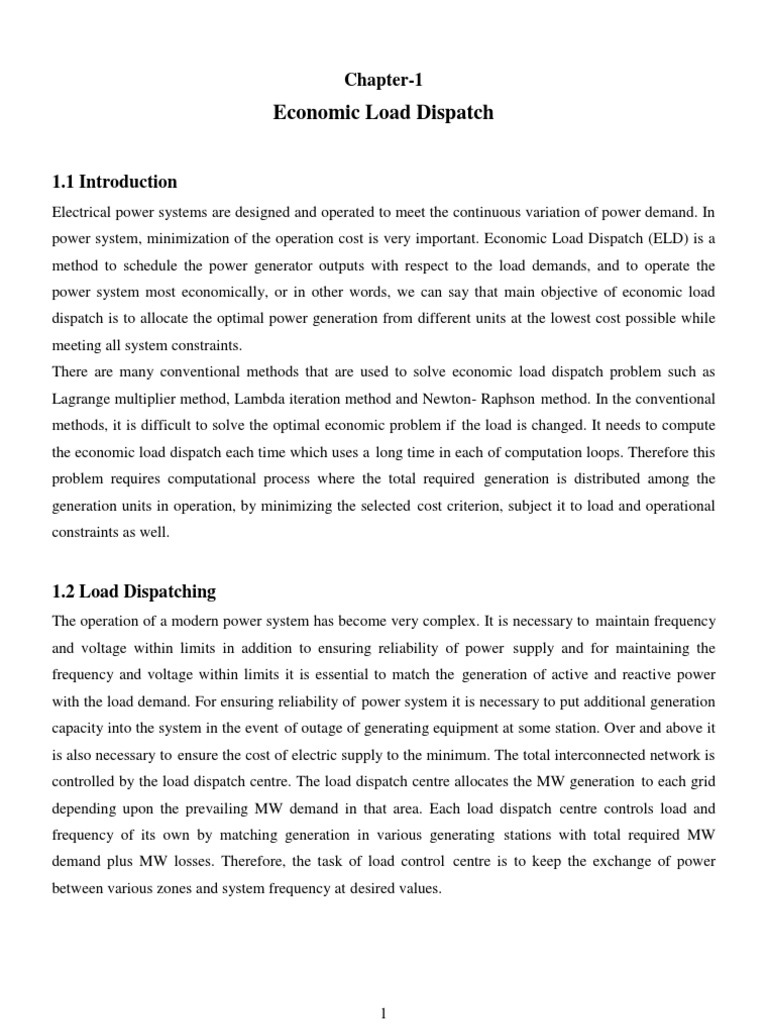 Economic Load Dispatch Methods Explained | PDF | Electric Power System ...