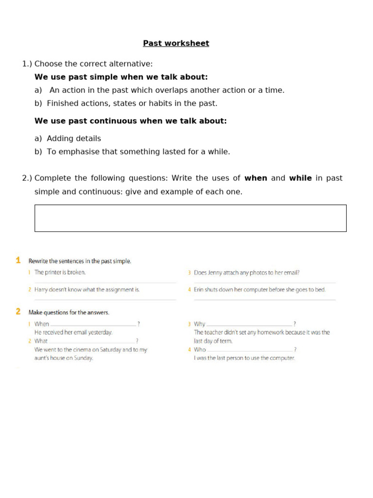 Past Worksheet | PDF