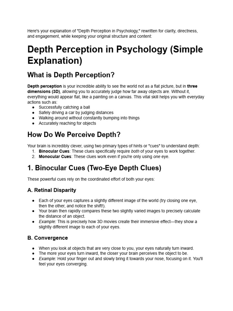 Understanding Depth Perception in Psychology | PDF | Neuropsychological ...