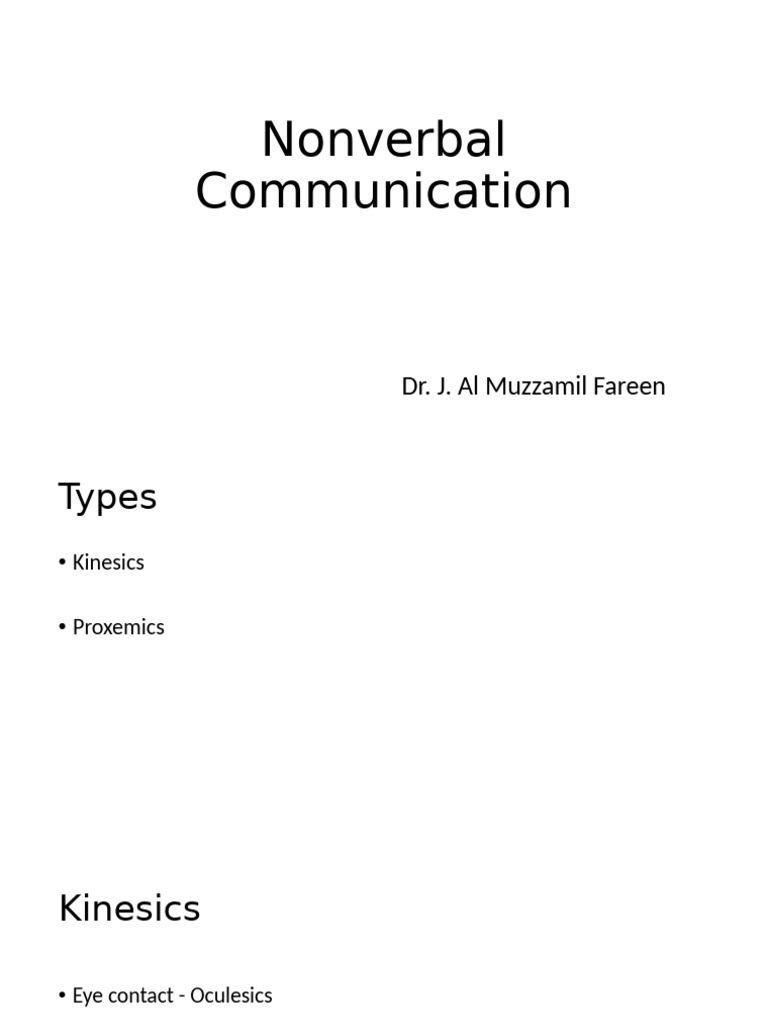 Non Verbal Communication | PDF