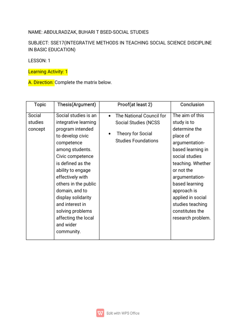 Learning Activities Integrative Pdf