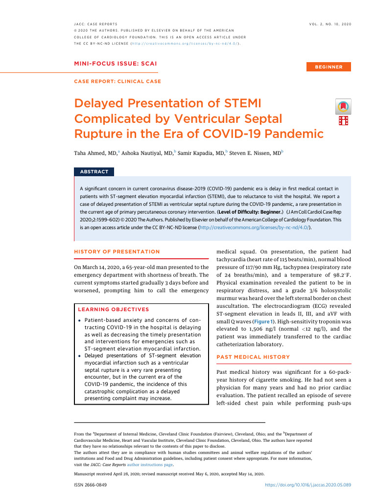 STEMI Complicated by VSR in The COVID-19 Era | PDF | Myocardial ...