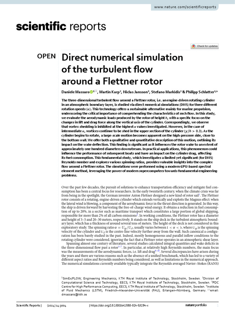 Turbulent Flow Simulation of Flettner Rotor | PDF | Vortices | Lift (Force)