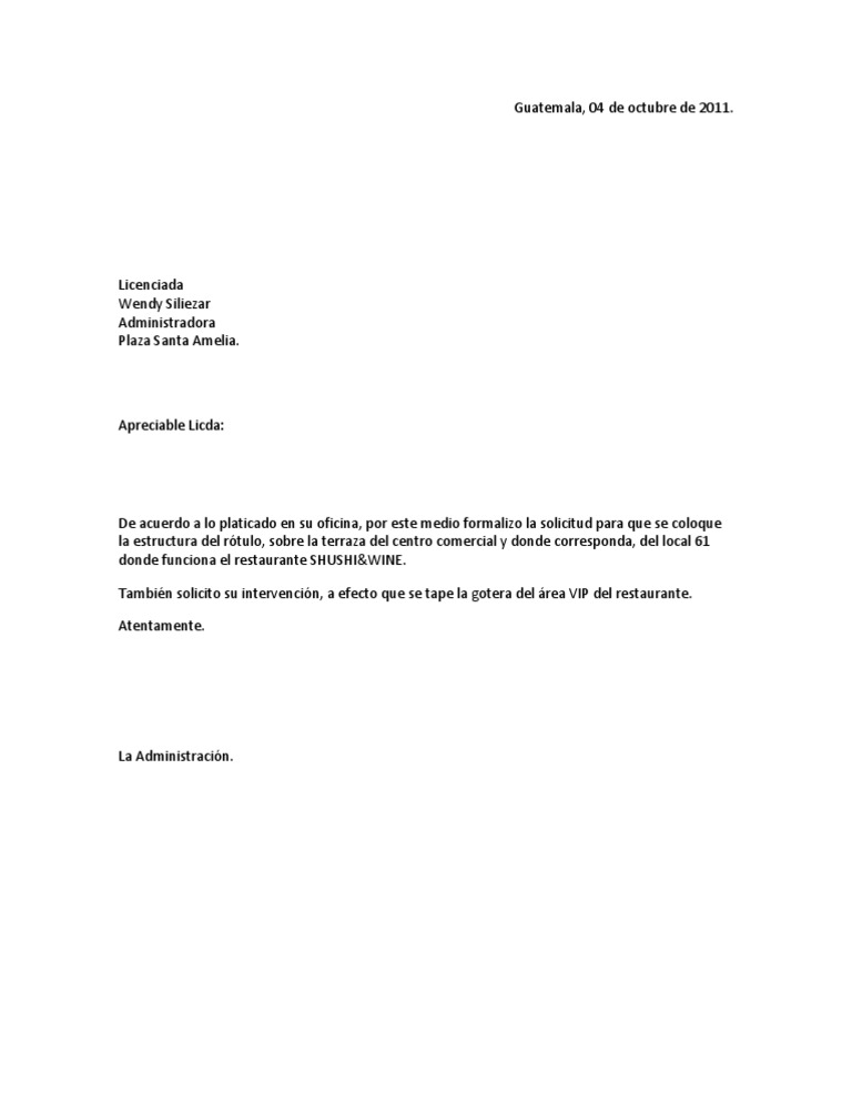 Carta De Solicitud Del Rotulo Turismo Y Ocio