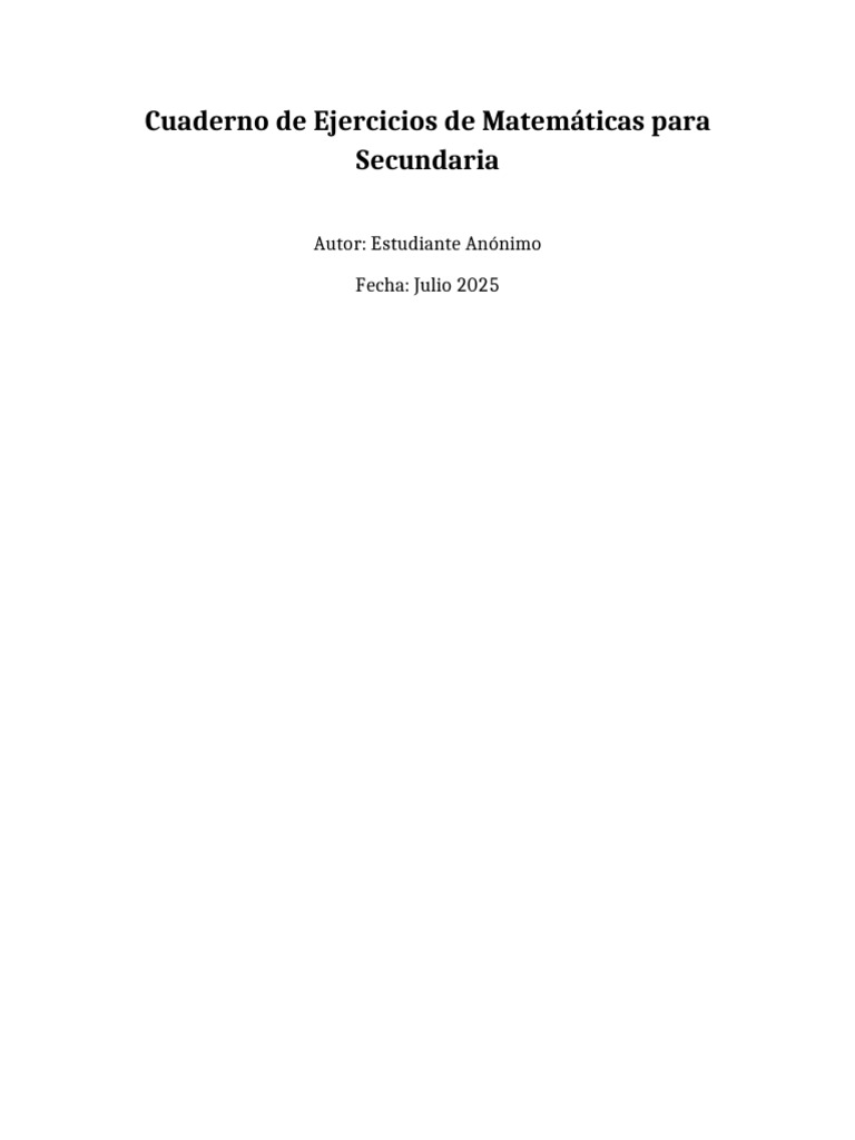 Ejercicios de Matemáticas para Secundaria | PDF