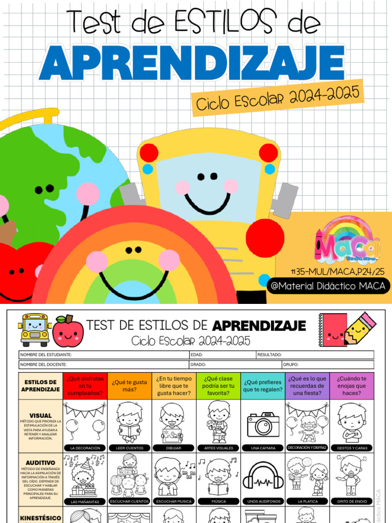 Test de Estilos de Aprendizaje 2024 | PDF | Aprendizaje | Método de ...