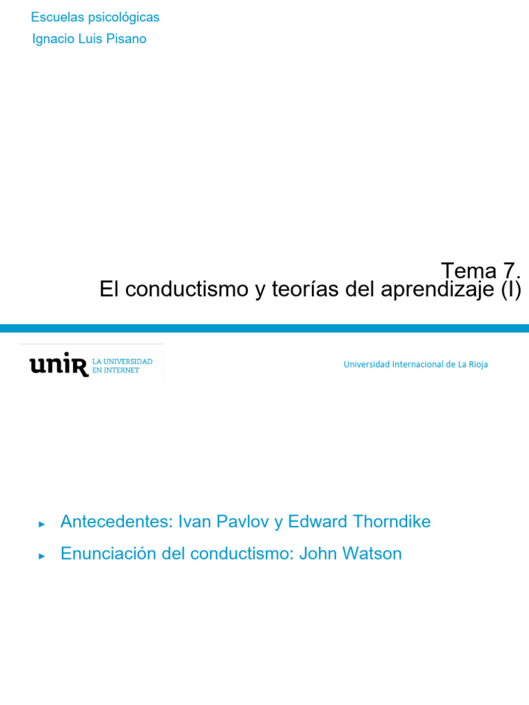 Conductismo: Pavlov y Thorndike | PDF | Behaviorismo | Condicionamiento ...