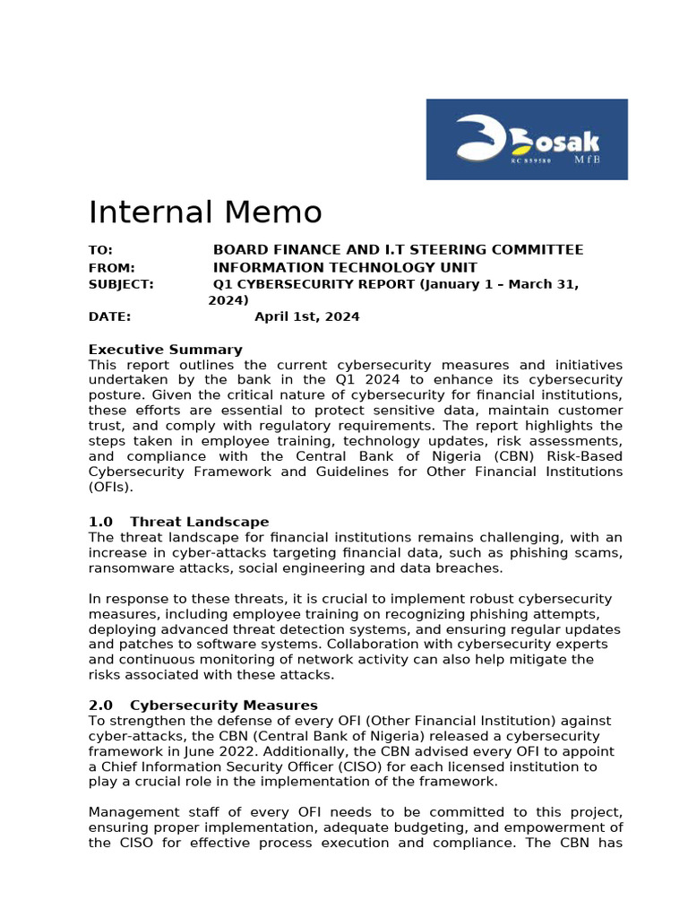 q1 2024 Cybersecurity Report - 021124 | PDF | Computer Security | Security