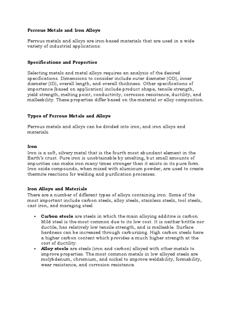 Ferrous and Non-Ferrous Metals Overview | PDF | Metals | Alloy