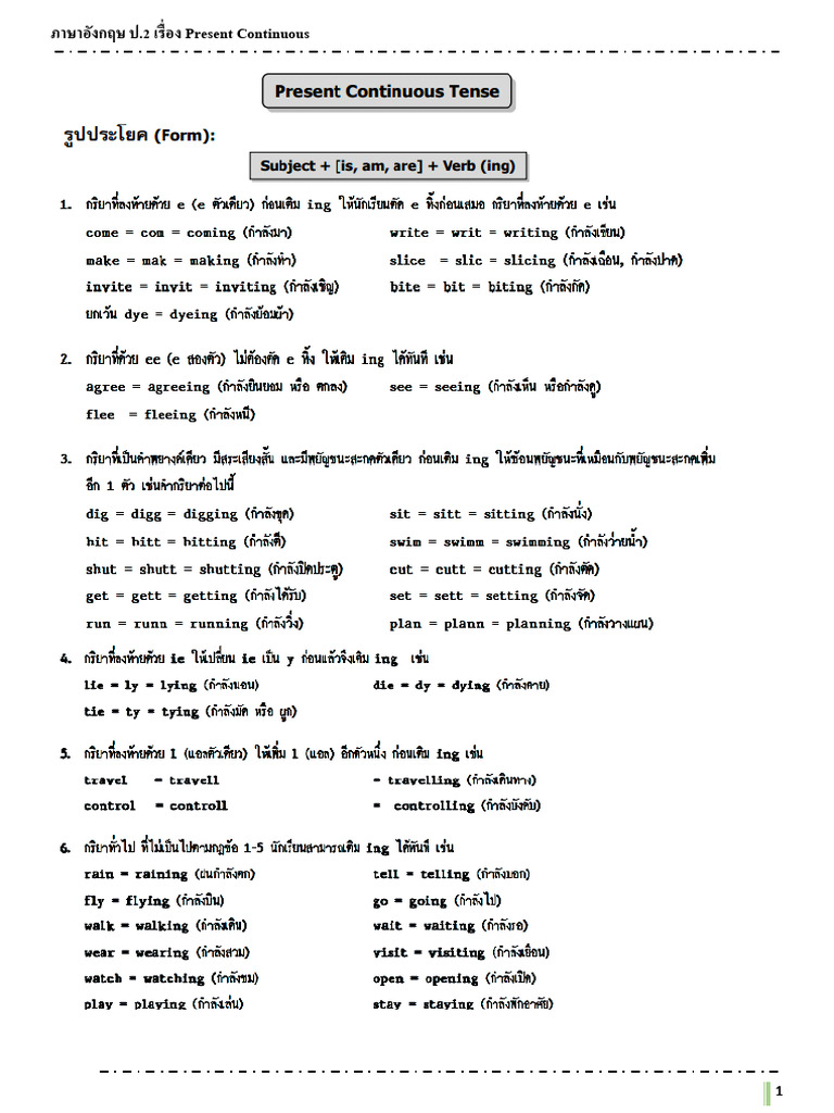 Present Continuous for Grade 2 English | PDF