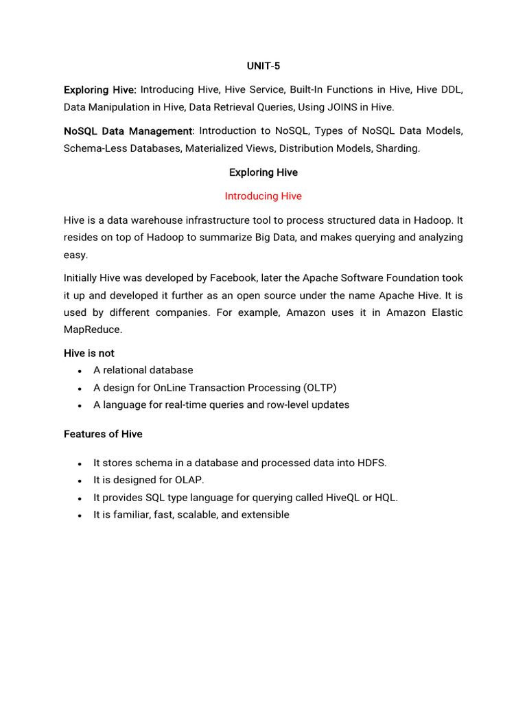 Unit 5 BDT | PDF | Table (Database) | Computing