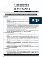 IITJEE Solutions Answer Key 2012 Solved Test Paper 2 English
