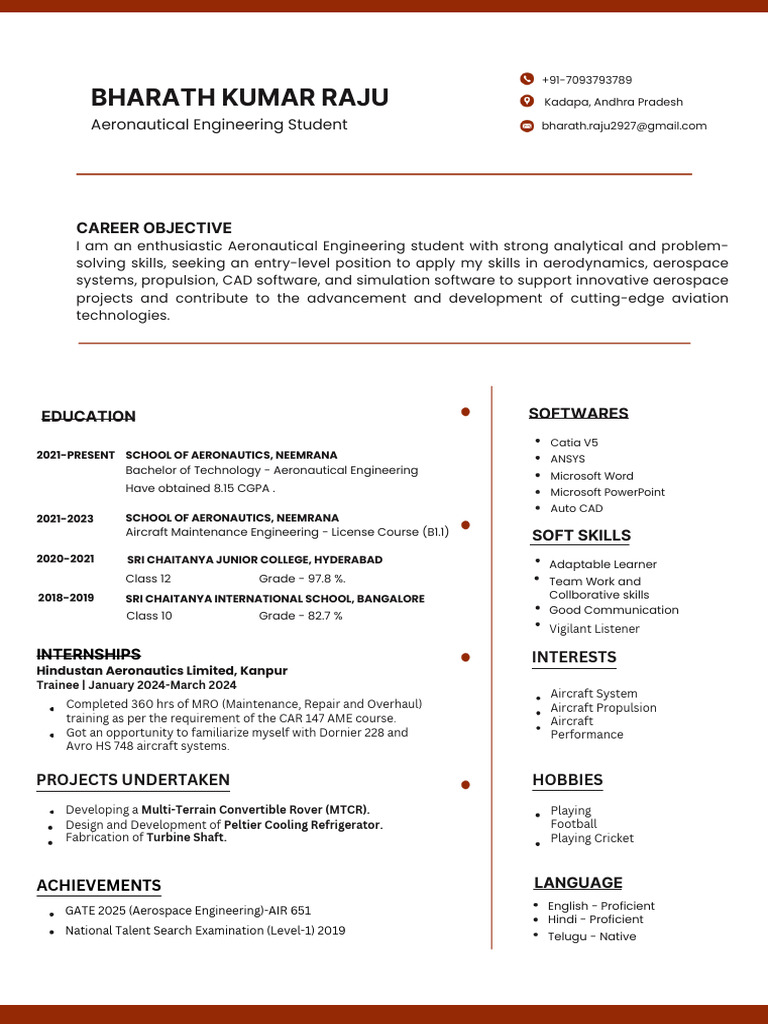 Aeronautical Engineering Student Profile | PDF | Aerospace Engineering ...