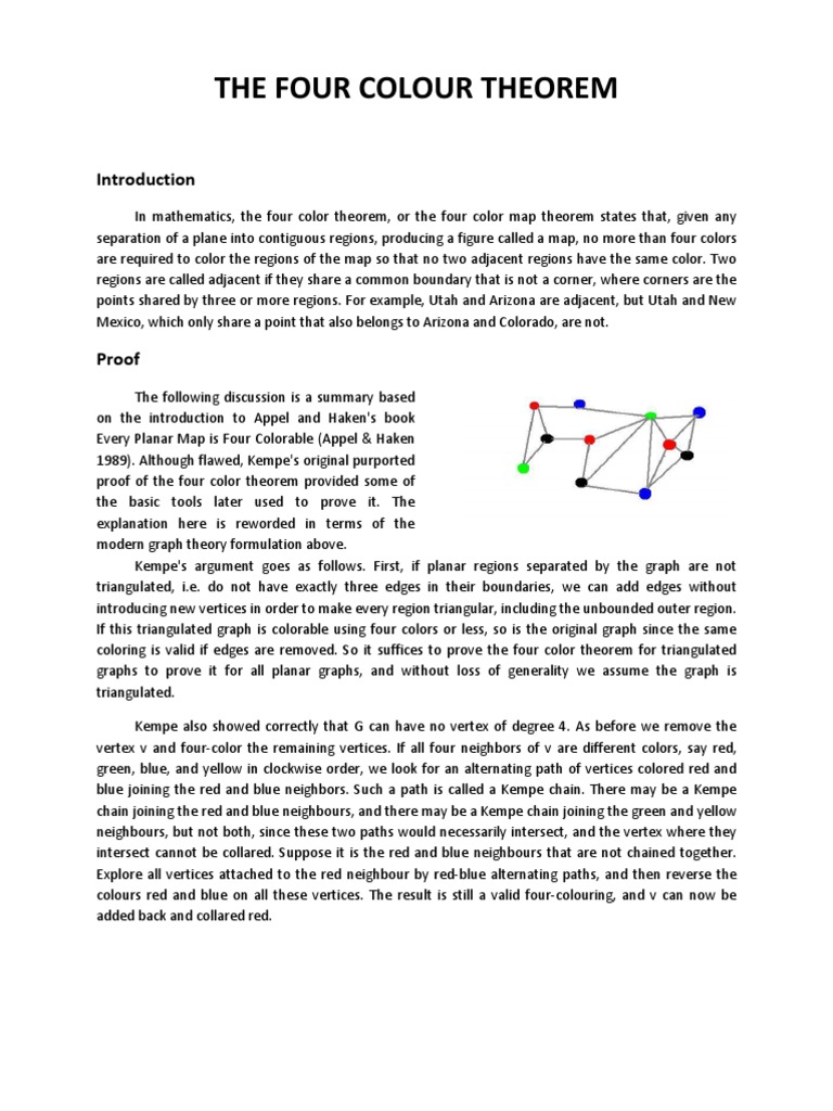 The Four Color Theorem PDF Mathematical Concepts Theoretical