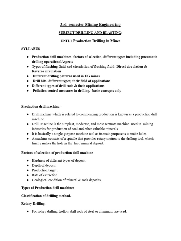 D&B 3rd Sem Notes | PDF | Drill | Drilling