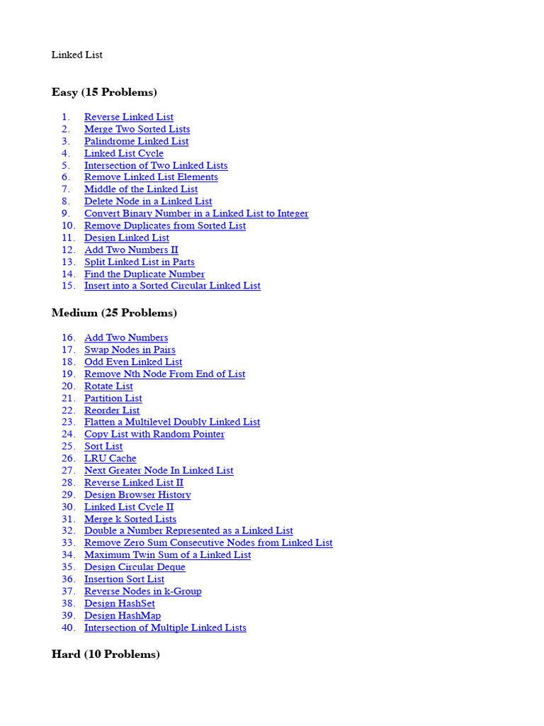 Linked List Problems and Solutions | PDF