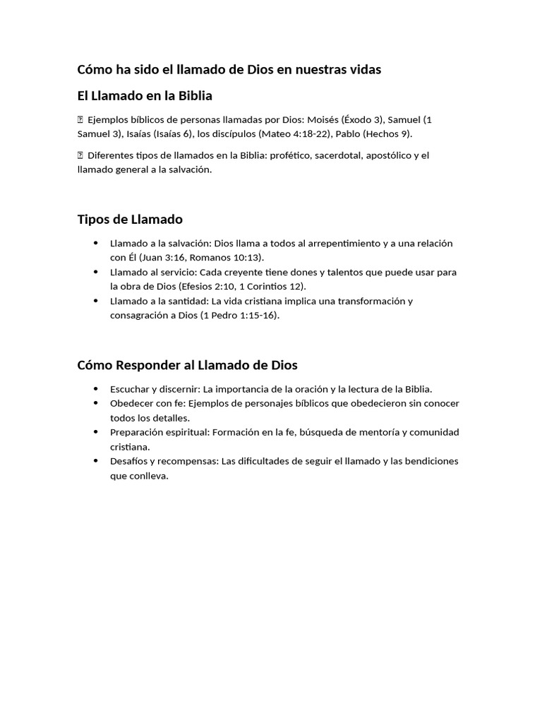 El Llamado de Dios en Nuestras Vidas | PDF