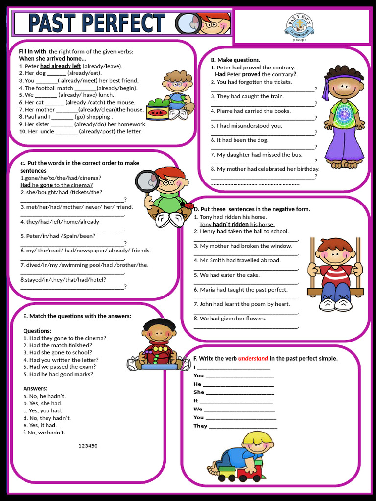 Past Perfect Tense Exercises | PDF | Chess Theory