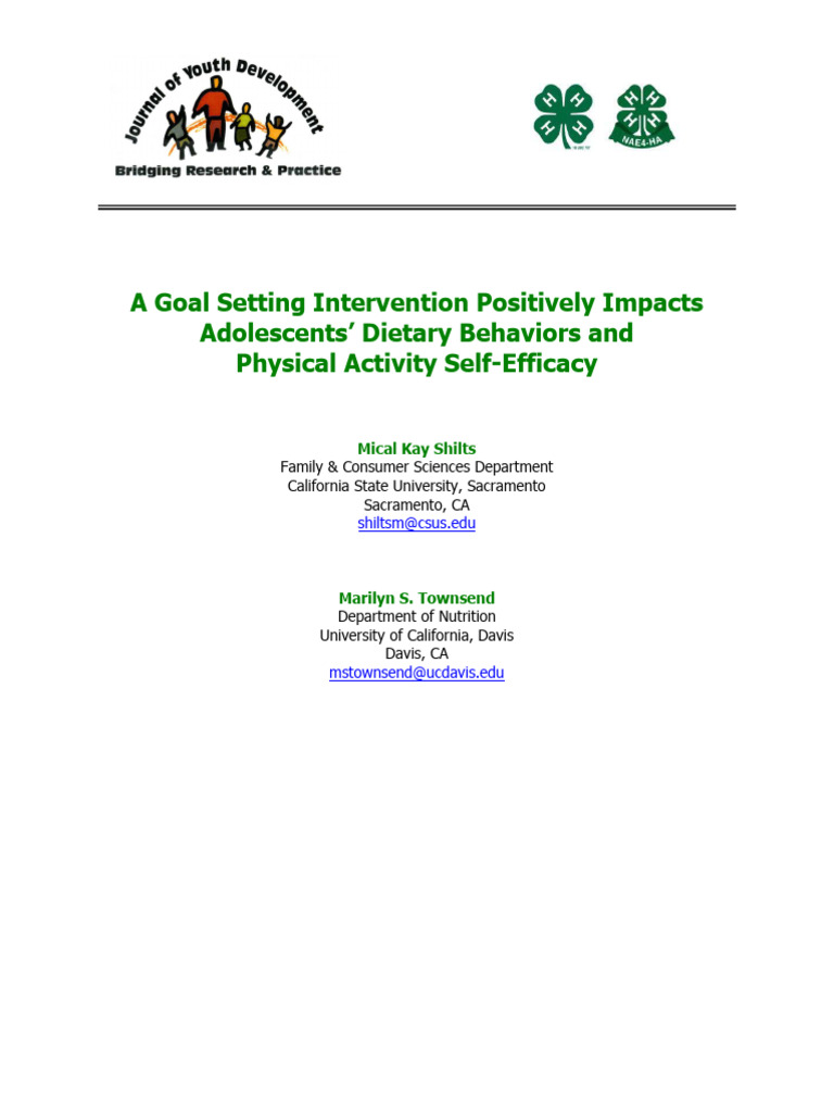 Goal Setting Boosts Teens' Diet and Activity | PDF | Self Efficacy | Goal