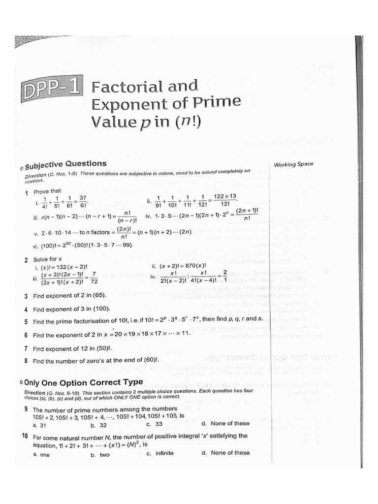 Factorial and Counting Principles Exam Guide | PDF | Numbers | Mathematics