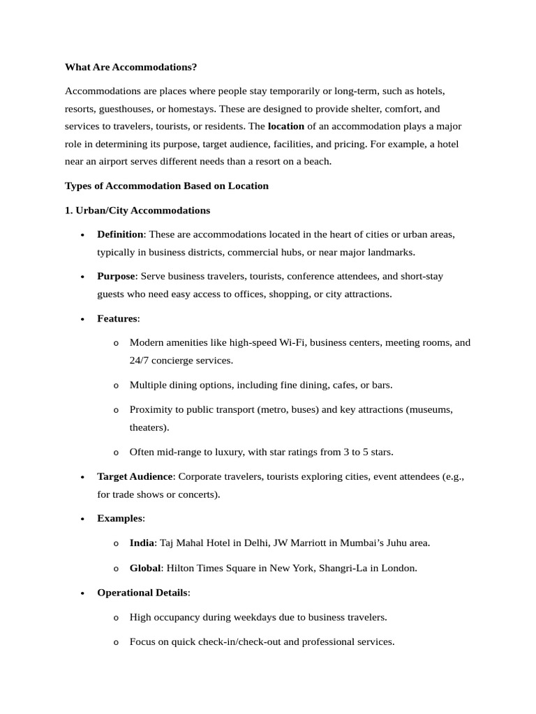 Hotel Classification by Location Types | PDF | Hotel | Resort