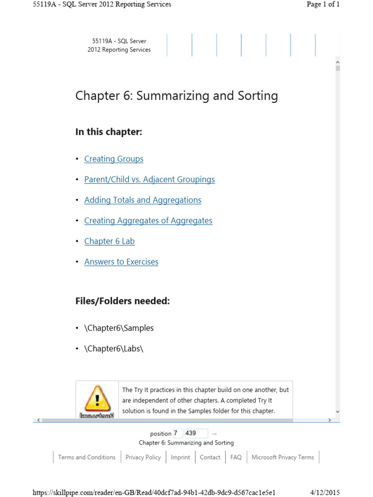 Summarizing and Sorting in SQL Server | PDF