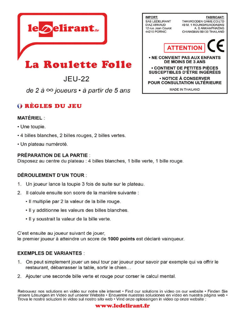 Regles Jeu022 Roulette-Folle | PDF