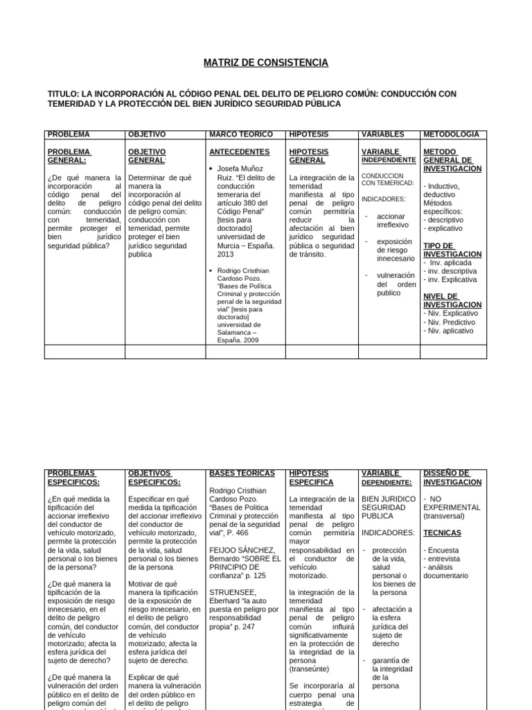 Matriz de Consistencia | PDF