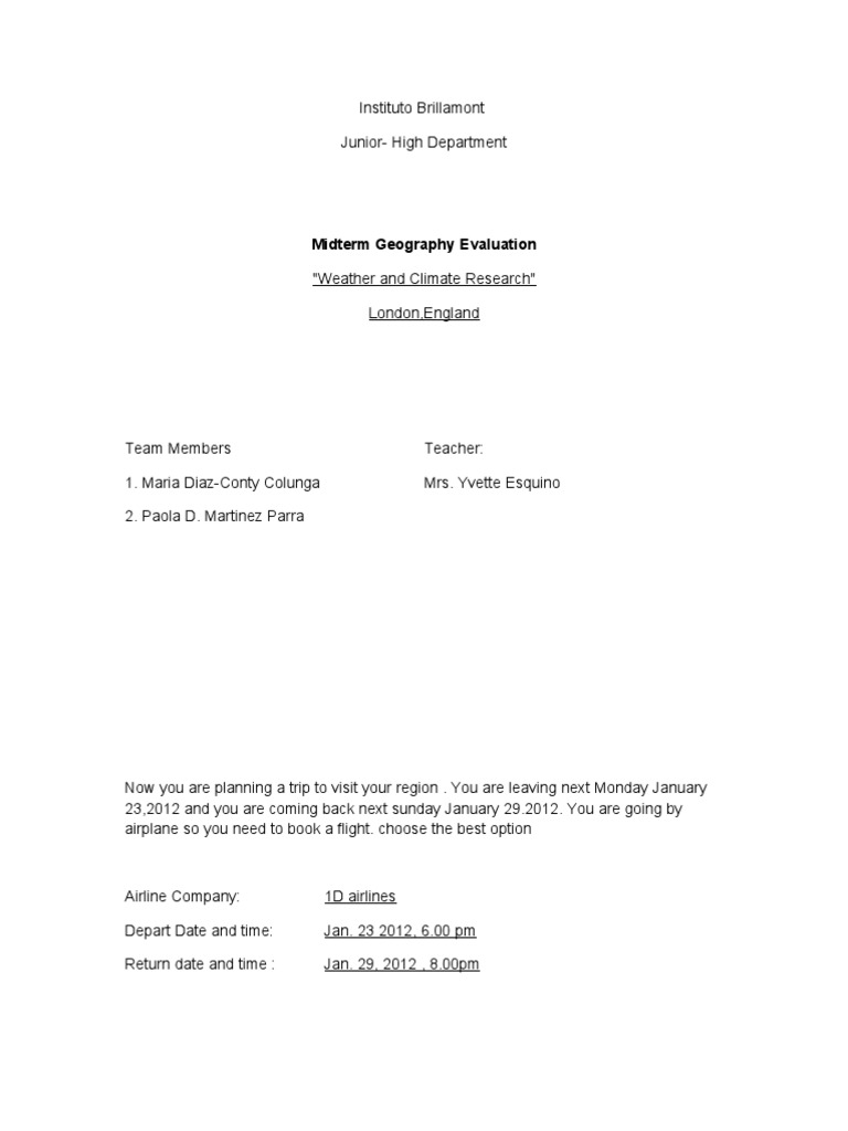 Weather and Climate Trip Planning Guide | PDF