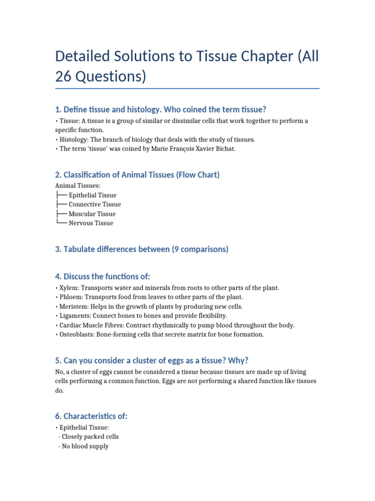 Comprehensive Tissue Study Guide | PDF | Tissue (Biology) | Epithelium