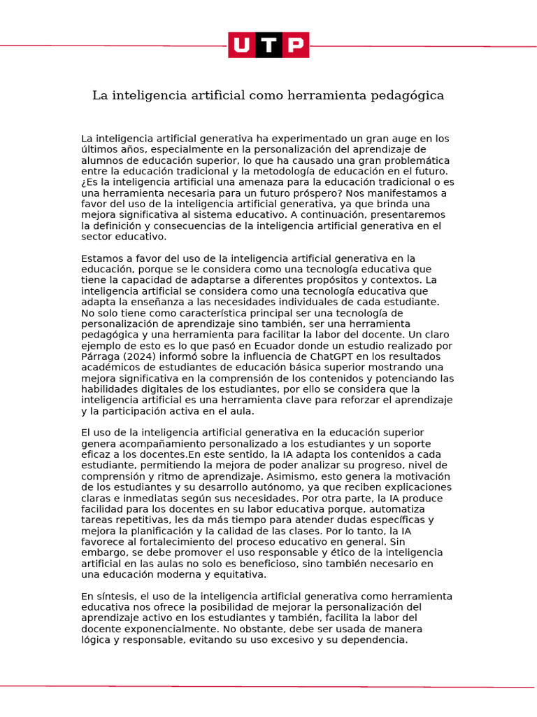 La Inteligencia Artificial Como Herramienta Pedagógica | PDF ...