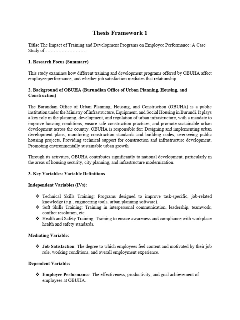 MBA THESIS TOPIC Framework | PDF | Job Satisfaction | Employment