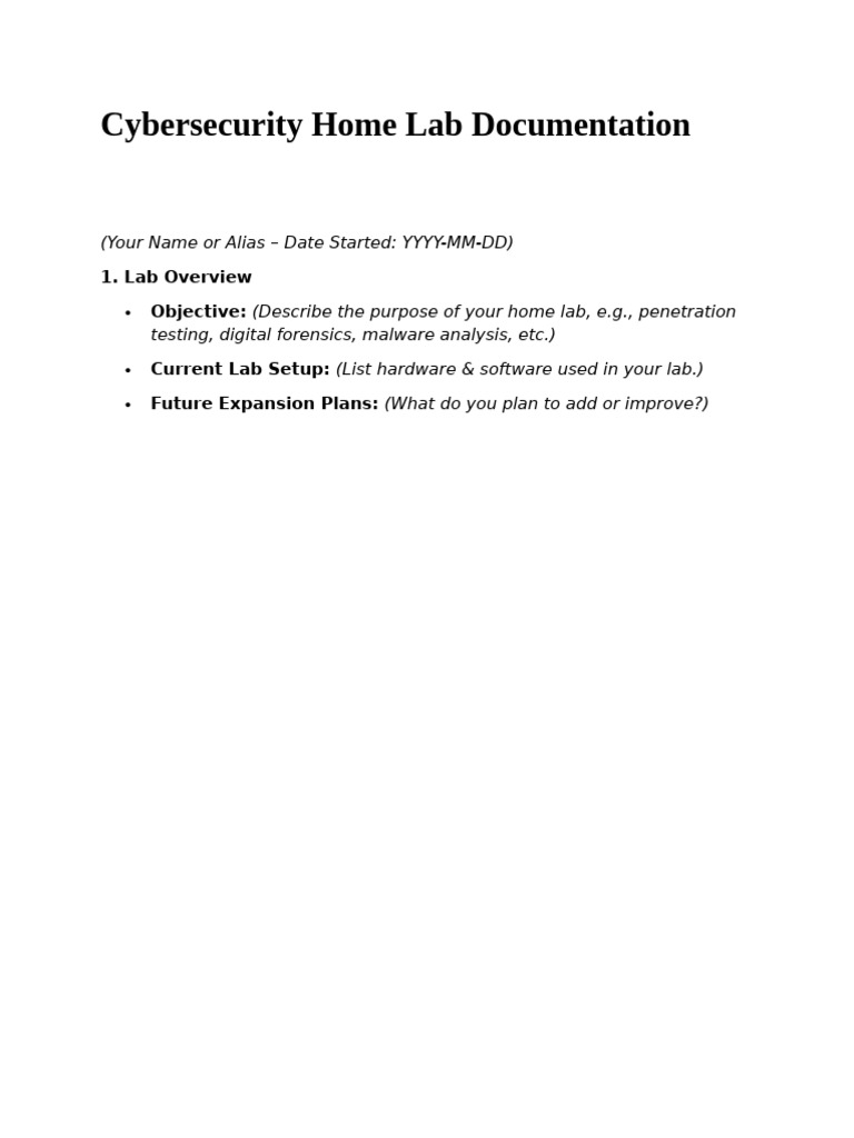 Cybersecurity Home Lab Setup Guide | PDF