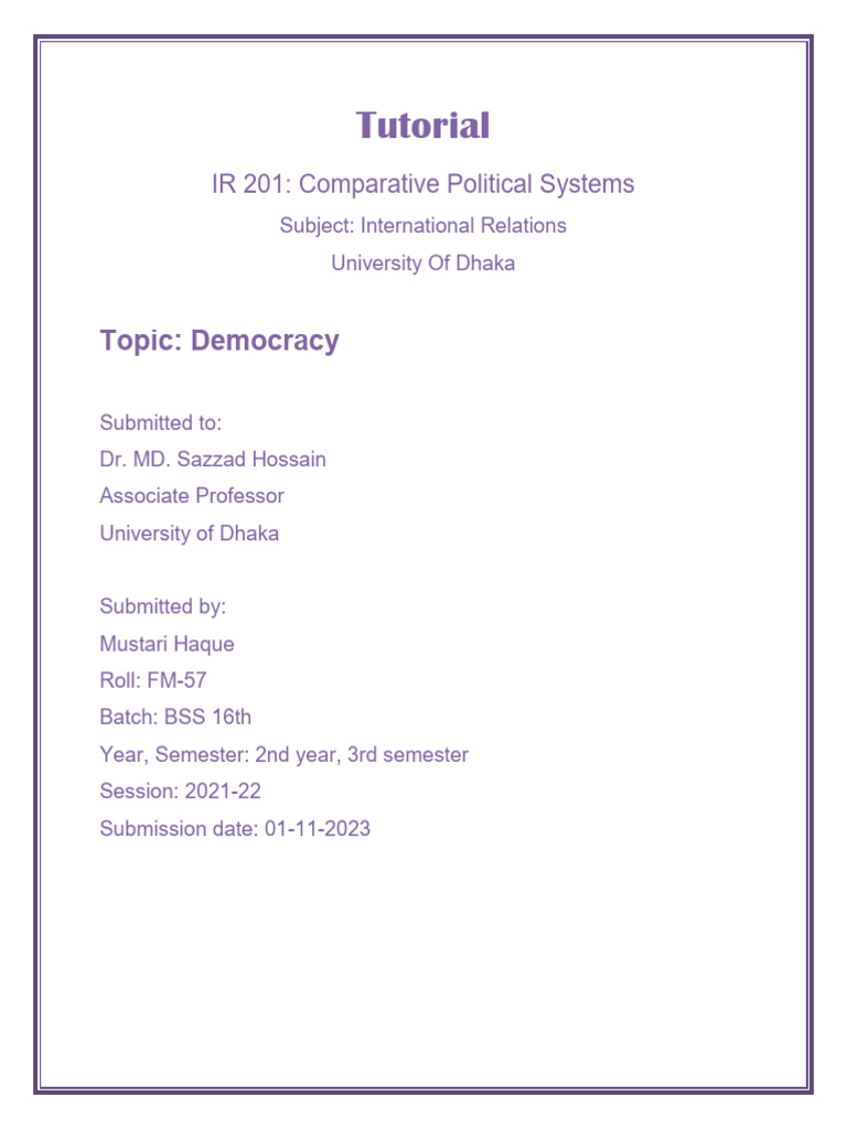 Comparative Political Systems Tutorial | PDF