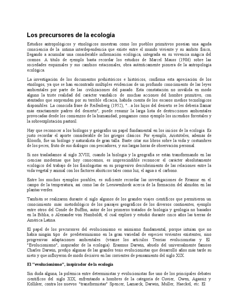 Precursores Ecologia PDF Ambientalismo Ecología