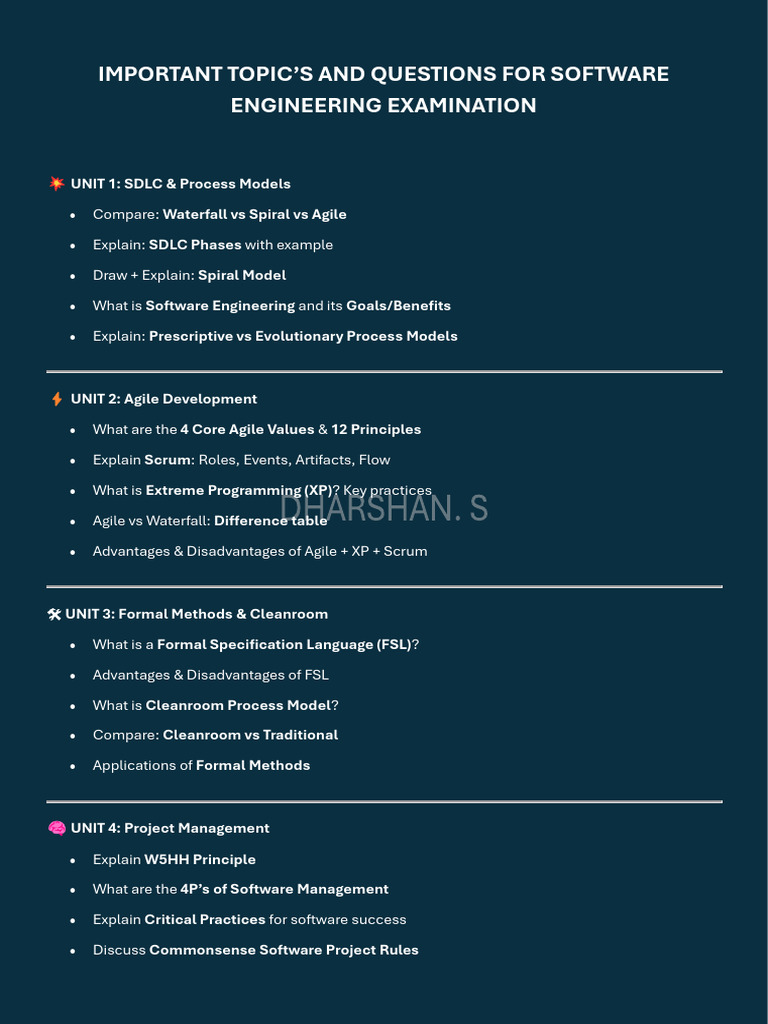 Se Important Topics Questions | PDF | Agile Software Development ...