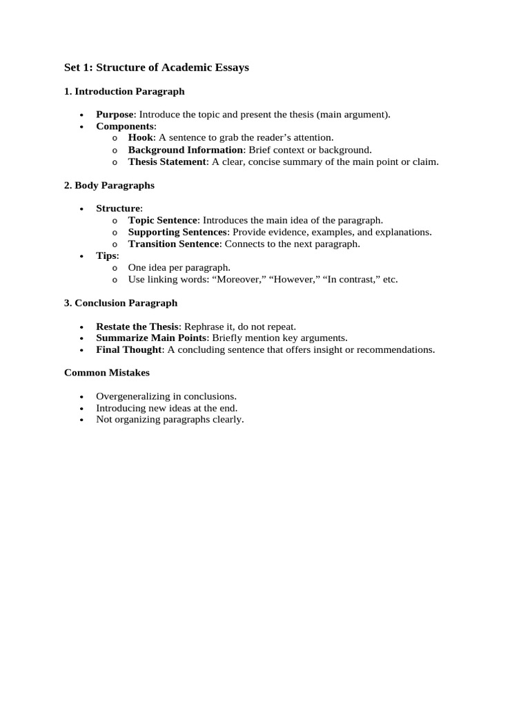 Academic Essay Structure Guide | PDF