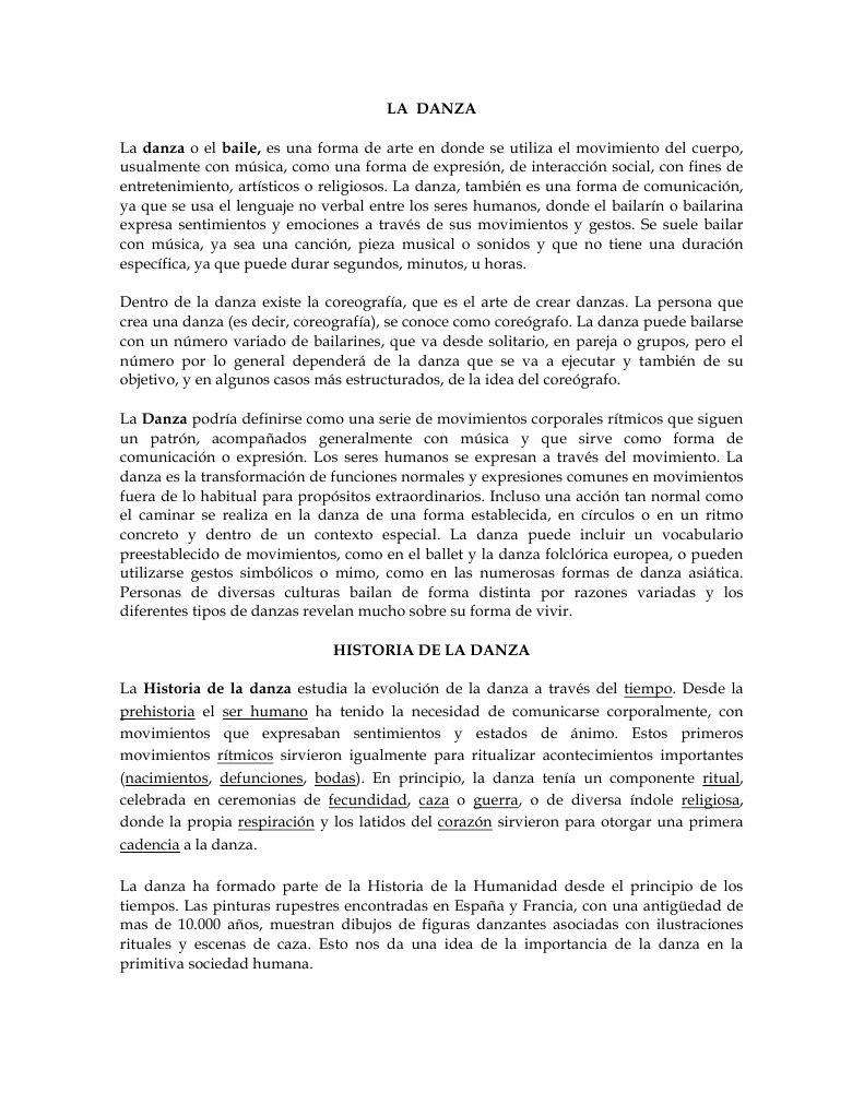Historia y elementos de la danza | PDF | Bailes | Las artes escénicas