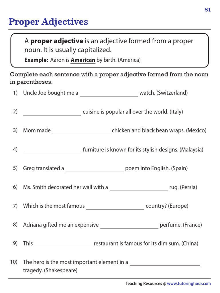 Proper Adjectives for Countries | PDF