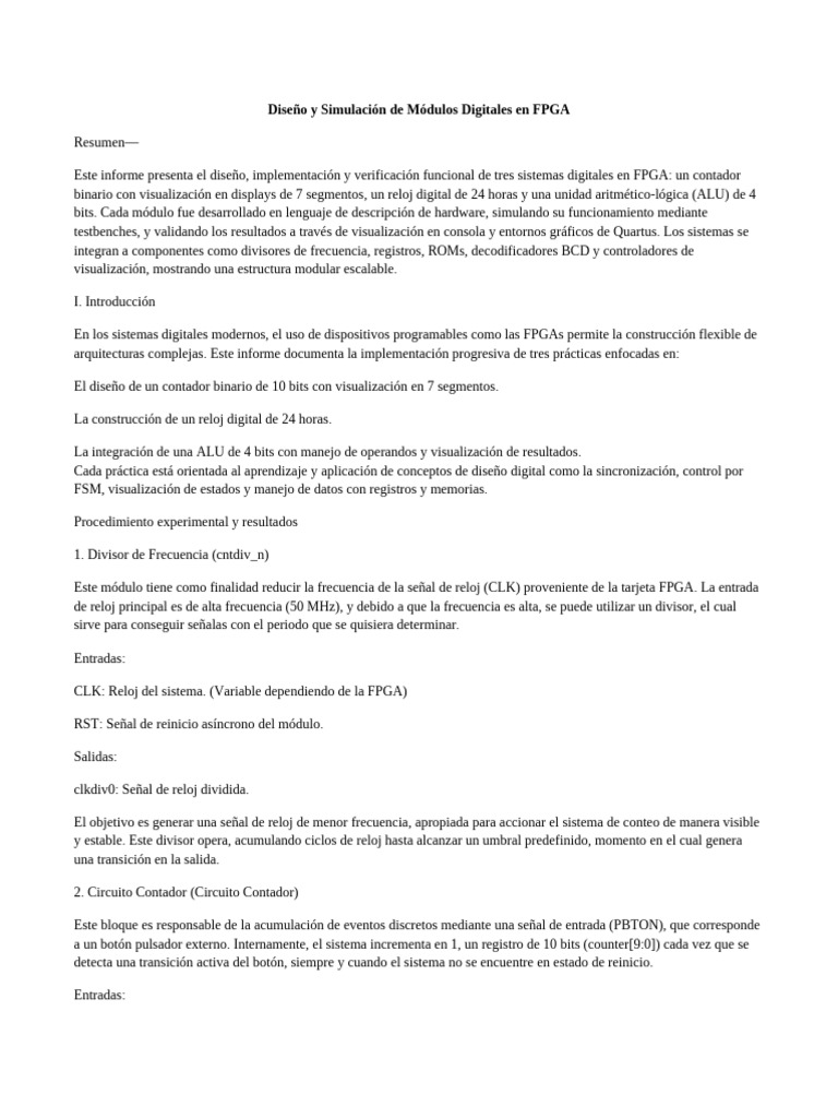 Informe Formato IEEE | PDF | Arreglos de compuertas lógicas ...