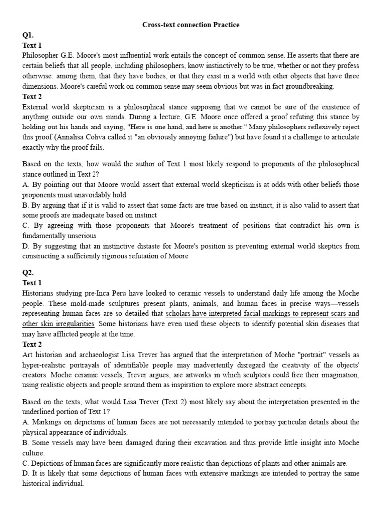 Cross-Text Connection Practice | PDF | Taste | Umami