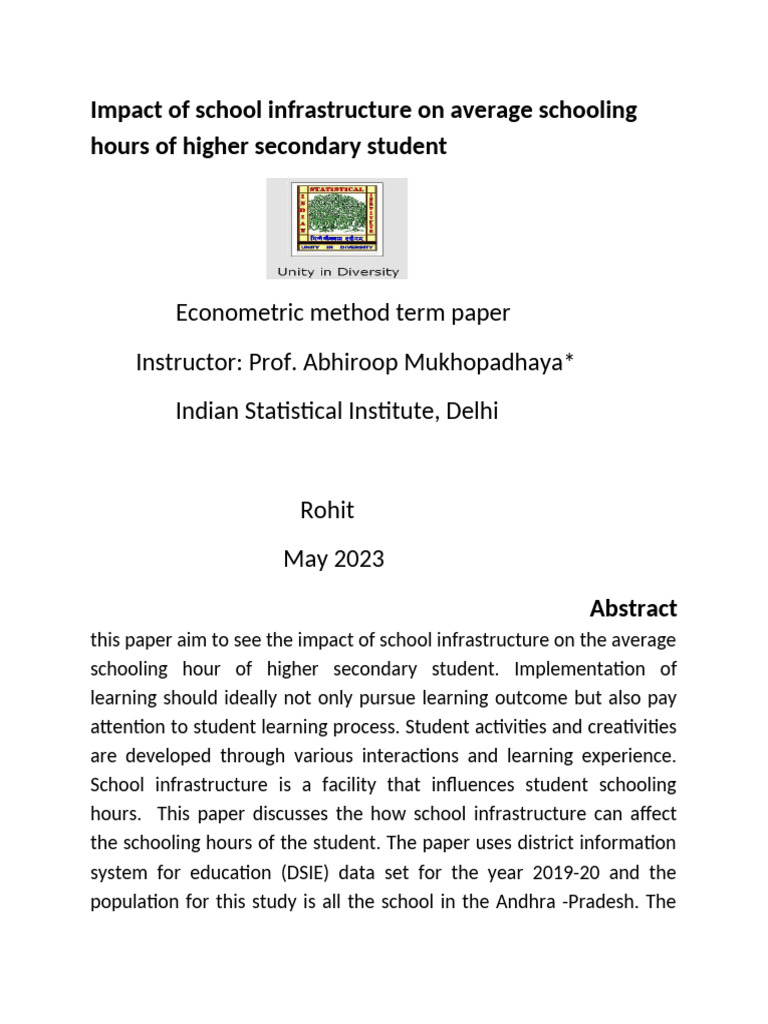 School Infrastructure's Impact on Learning | PDF | Dependent And ...