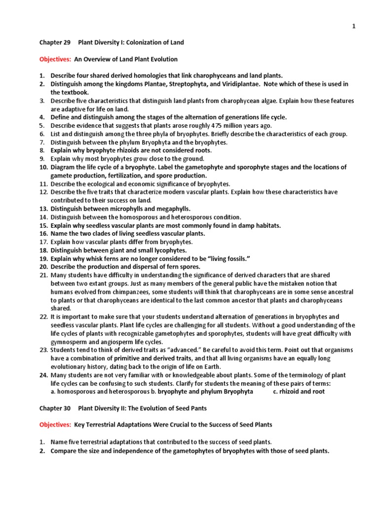 AP Bio Chapter Objectives - 29, 30, 35 - 38 | PDF | Soil | Fruit