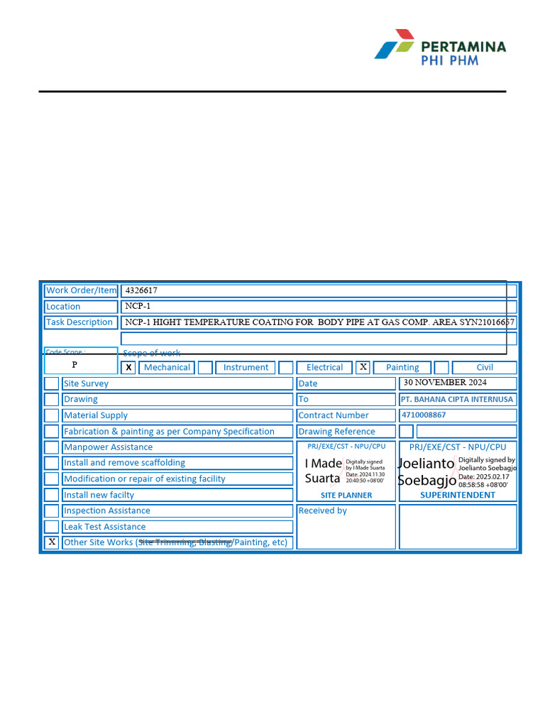 Work Order Bci Js | PDF | Mechanical Engineering