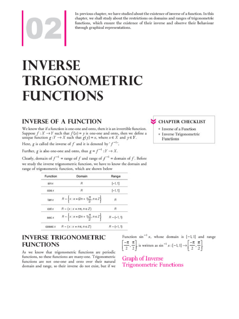 INVERSE TRIGONOMETRIC FUNCTIONS CLASS 12 NOTES PDF HANDWRITTEN visual data 2