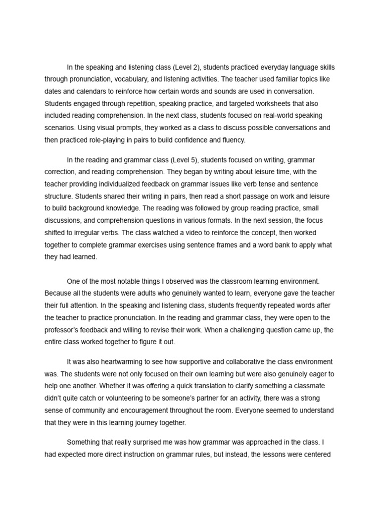 Field Experience Reflection (300 Words) - Google Docs | PDF | Reading ...
